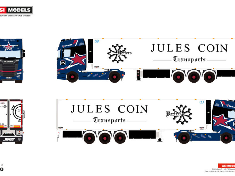 WSI WSI Scania S Highline 4x2 met 3-as koeloplegger KENNY COIN