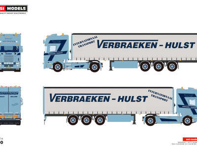 WSI WSI Scania 4 serie topline 4x2 met 3-as schuifzeilen oplegger VERBRAEKEN