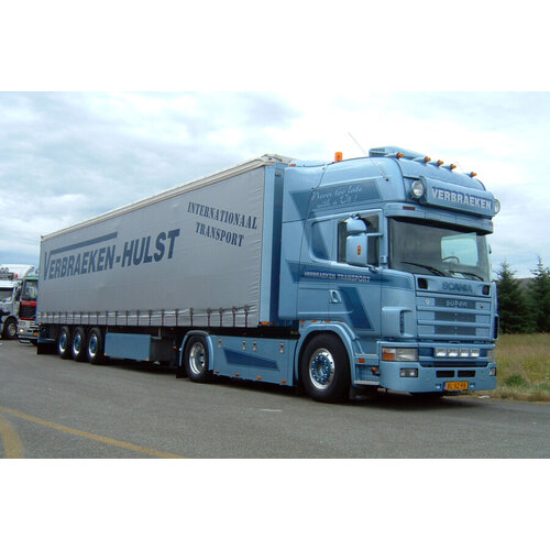 WSI WSI Scania 4 serie topline 4x2 with 3-axle curtainside trailer VERBRAEKEN