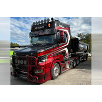 WSI Scania Vlastuin Torpedo 6x2 with 3-axle half pipe tipper trailer NA SCHAKT