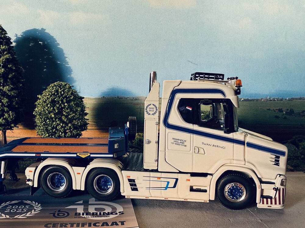 WSI WSI "EXCLUSIEF" Scania Vlastuin Torpedo 6x2 with 4-axle semi wheel lowloader TWAN BIERINGS