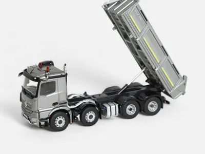 NZG NZG Mercedes- Benz Arocs 8x4 Meiller Kipper Zilvergrijs