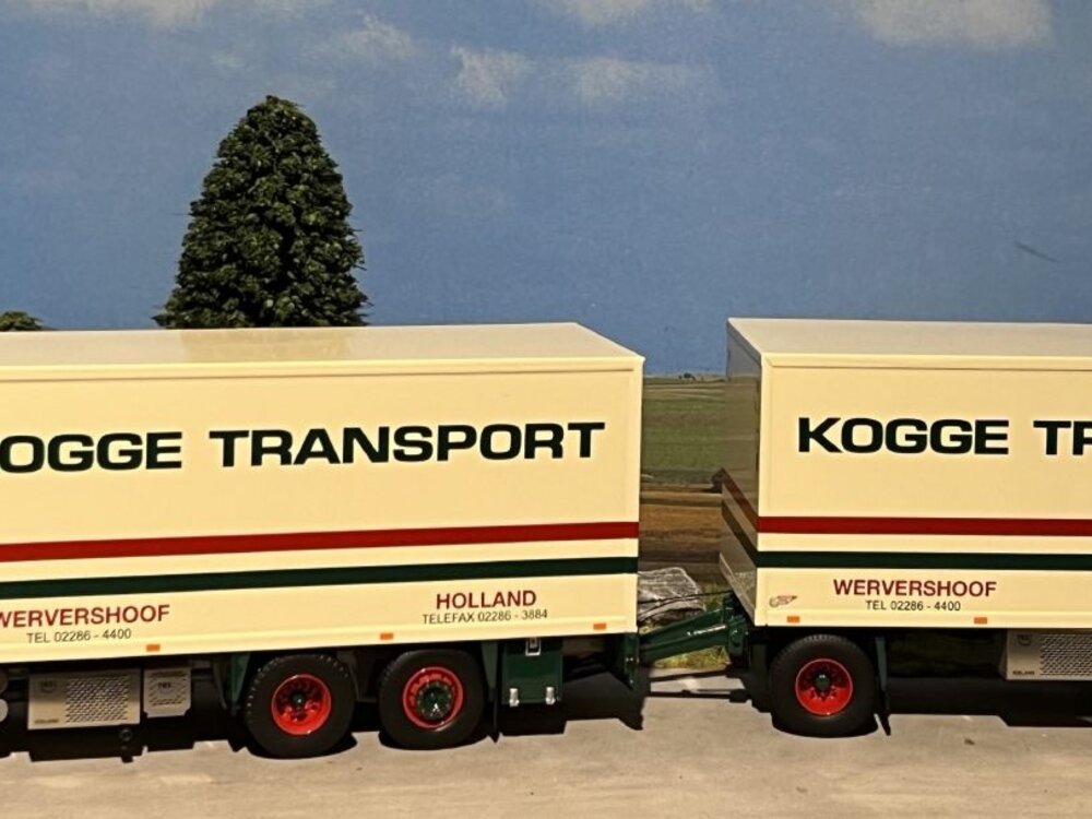 Tekno Tekno Scania 143M rigid truck with 2-axle trailer KOGGE TRANSPORT