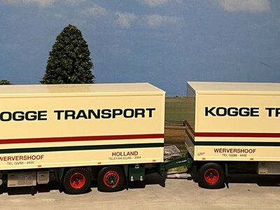 Tekno Tekno Scania 143M rigid truck with 2-axle trailer KOGGE TRANSPORT