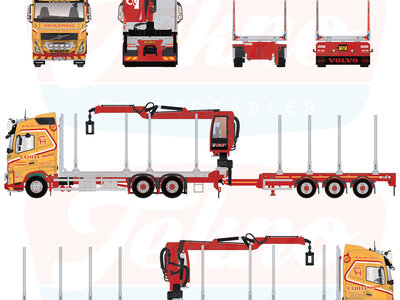 Tekno Tekno Volvo FH05 Globetrotter riged truck with 3-aaxle wood trailer ) COILLE