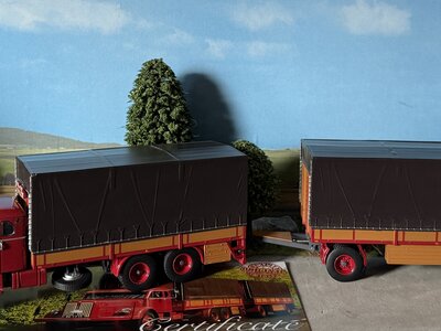 Tekno Tekno Scania Vabis LS80 rigid truck with 2-axle tilt trailer J. VAN SUMMEREN