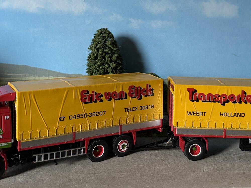 Tekno Tekno Scania 112M motorwagen met 2-as aanhanger VAN EIJCK TRANSPORT