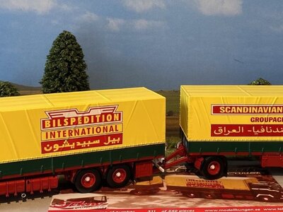 Tekno Tekno Volvo F89 motorwagen met klassieke huif aanhanger BILSPEDITION