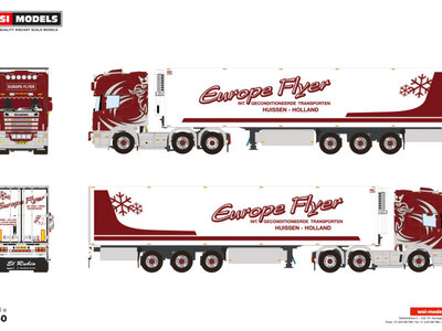 WSI WSI Scania 4-serie Topline 4x2 with 3-axle reefer trailer EUROPE FLYER