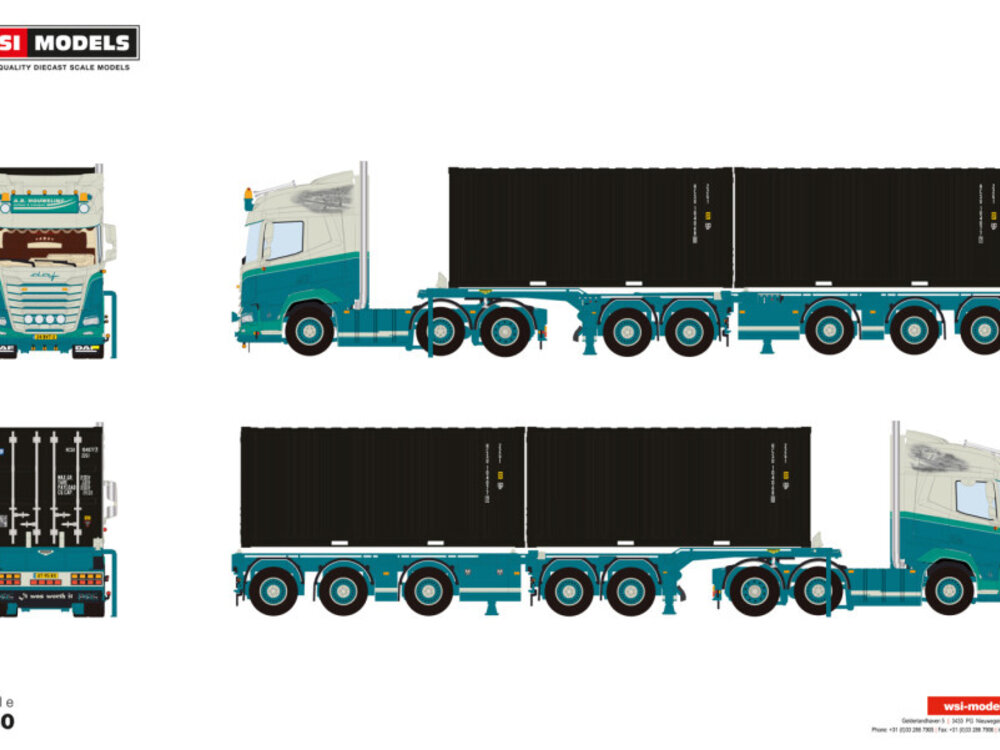 WSI WSI DAF XF SH 6x2 with 5-axle container combi + 2x 20ft container A.R. HOUWELING
