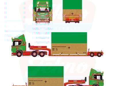 Tekno Tekno Scania NGR 6x2 met 2-axle lowloader + load (wooden box) JAN MUES