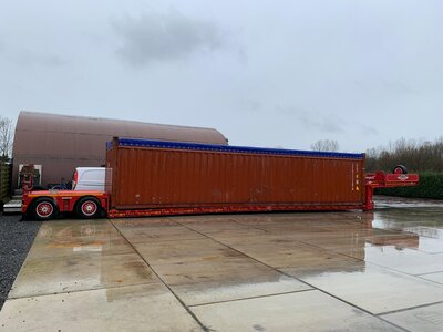 Tekno Tekno Scania NGR 6x2 met 2-axle lowloader + load (wooden box) JAN MUES