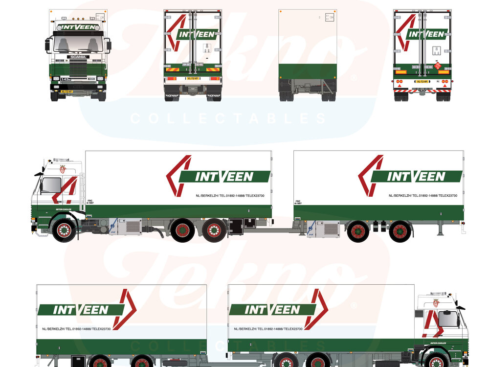 Tekno Tekno Scania 143-400 met Estepe dak rigid truck with 2-axle trailer INTVEEN