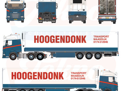 Tekno Tekno DAF XF 6x2 trekker met 3-assige koeloplegger HOOGENDONK TRANSPORT