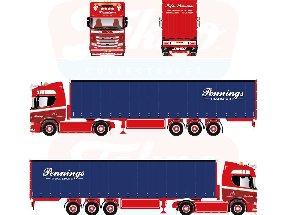 Tekno Tekno Scania NGR Highline 4x2 trekker met 3-assige schuifzeilenoplegger PENNINGS TRANSPORT