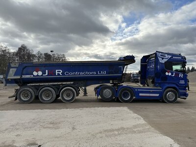 WSI WSI Scania R580 6 x 2 single wheel tag with 3 axle bathtub style tipper JKR CONTRACTORS Ellon Scotland