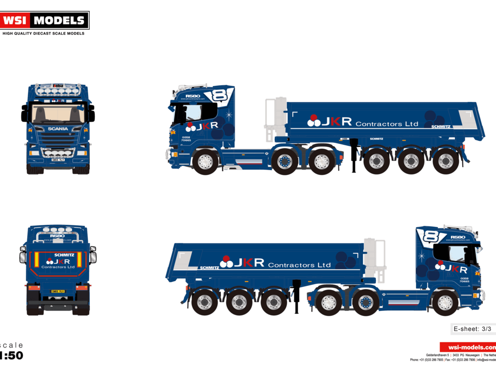 WSI WSI Scania R580 6 x 2 single wheel tag with 3 axle bathtub style tipper JKR CONTRACTORS Ellon Scotland