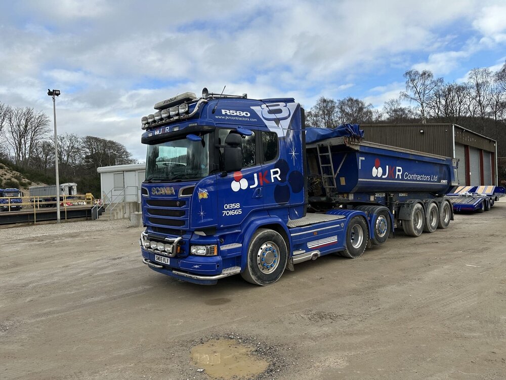 WSI WSI Scania R580 6 x 2 single wheel tag with 3 axle bathtub style tipper JKR CONTRACTORS Ellon Scotland