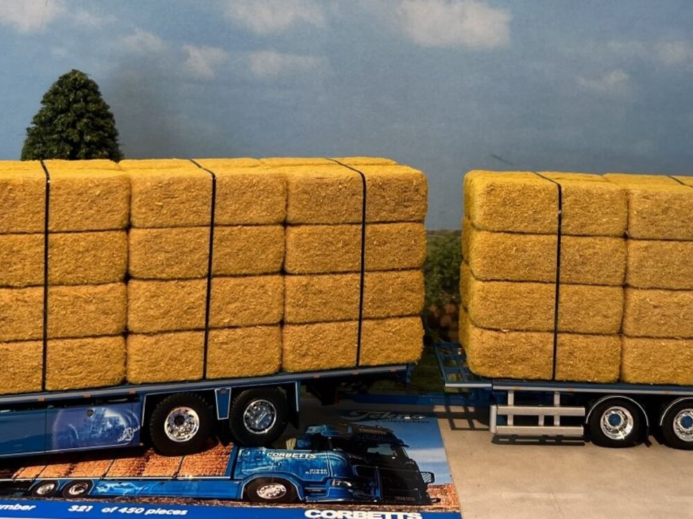 Tekno Tekno Scania Next Gen S650 Highline vlakke motorwagen met 3-assige wipkar (incl. lading) CORBETTS