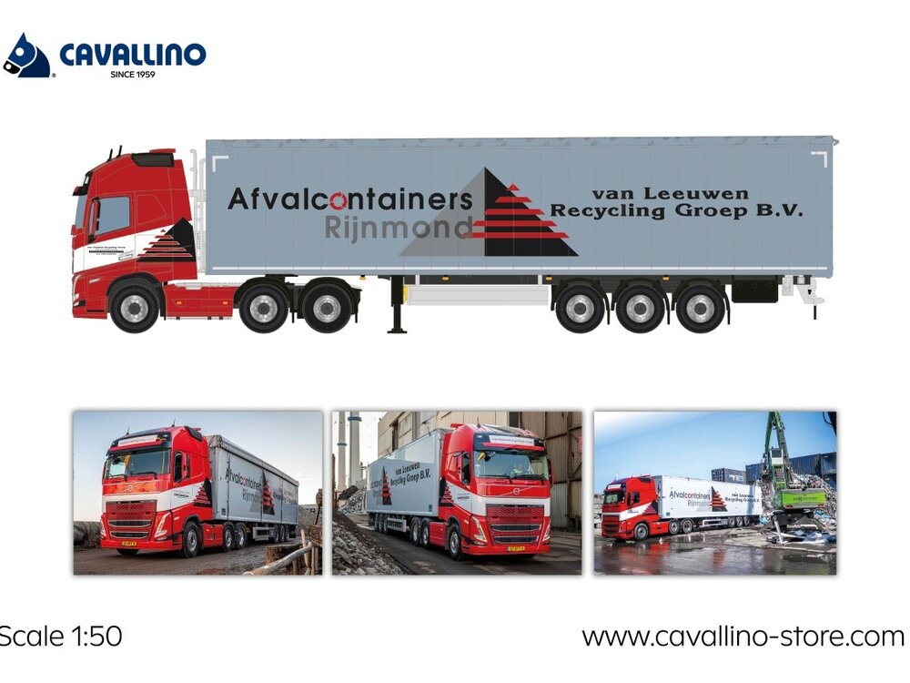 Cavallino Cavallino Volvo FH5 Glob. 4x2 met 3-as schuifvloeren oplegger VAN LEEUWEN RECYCLING