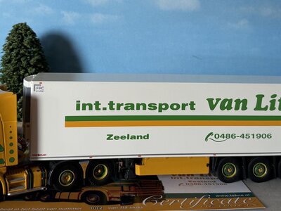 Tekno Tekno Scania 4-serie Topline 6x2 with 3-axle Schmitz reefer trailer VAN LITH