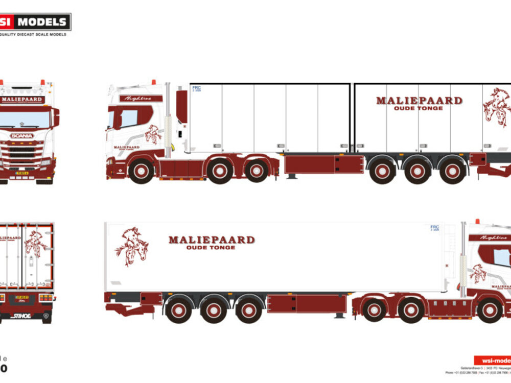 WSI WSI Scania S Highline 6x2 with 3-axle reefer trailer MALIEPAART TRANSPORT