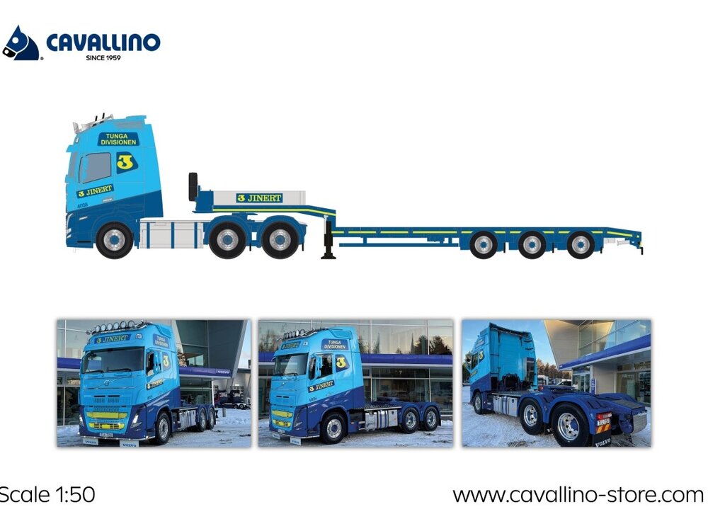 Cavallino Cavallino Volvo FH5 Globetrotter 6x2 met 3-as semi dieplader SVEN JINERT AB