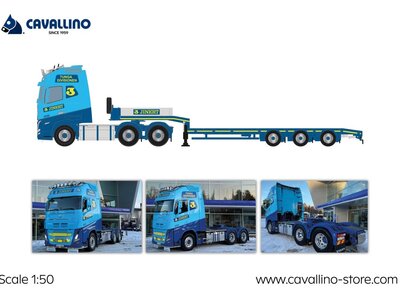 Cavallino Cavallino Volvo FH5 Globetrotter 6x2 met 3-as semi dieplader SVEN JINERT AB