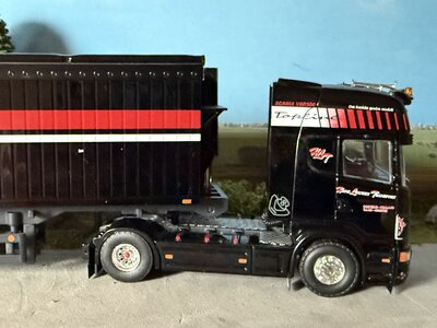 Tekno Tekno Scania R-serie Topline trekker met open top kiepopleger HANS LOUWET