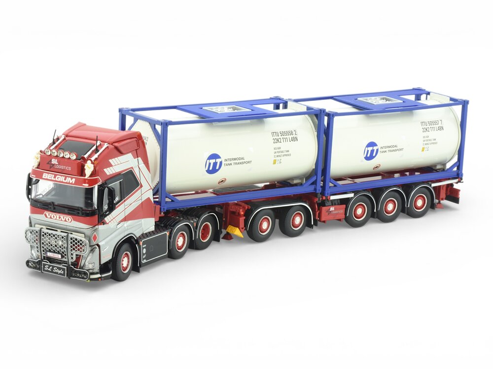 Tekno Tekno Volvo FH05 Globetrotter XL 6x2 with D-Tec flexitrailer + 2x Swap Tankcontainer SL LOGISTICS