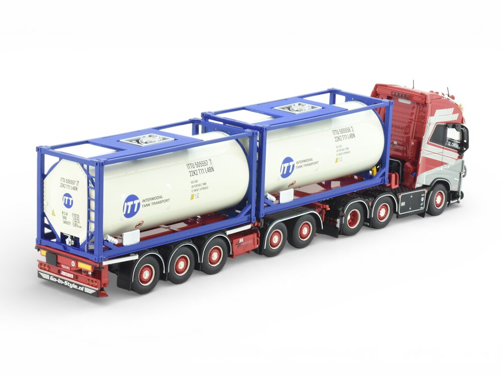 Tekno Tekno Volvo FH05 Globetrotter XL 6x2 met D-Tec flexitrailer en 2x Swap Tankcontainer SL LOGISTICS