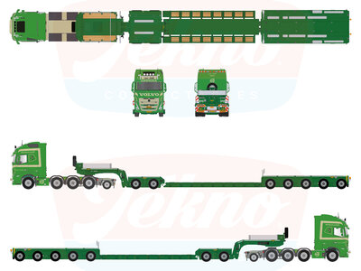 Tekno Tekno Volvo FH05 Globetrotter XL 8x4 +extra losse as met 2-bed-5 Broshuis dieplader LARS SVITH