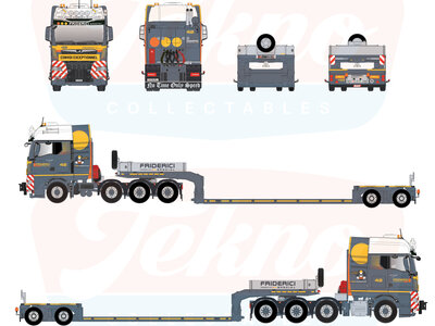 Tekno Tekno MAN TGX GX 8x4 zwaartransport trekker met 2-assige broshuis dieplader FRIDERICI