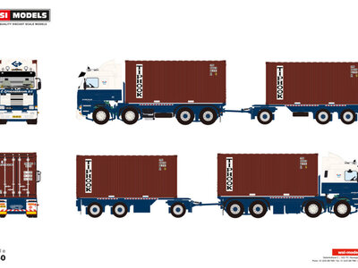 WSI WSI Scania 3-serie 8x2 with 7-axle combi container frame truck + 2x 20ft container C. GROENENBOOM