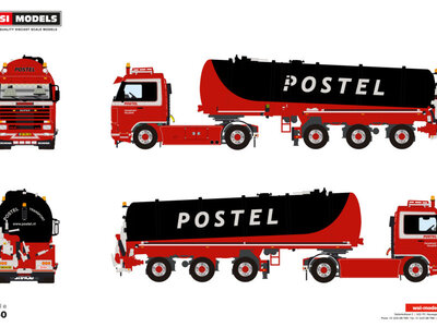 WSI WSI Scania 3-serie Streamline 4x2 met 3-as vacuum tank trailer POSTEL TRANSPORT