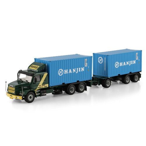 WSI WSI Scania 143H Torpedo 6X2 rigid truck with 3-axle trailer + 2 x 20ft. container KOOLWIJK