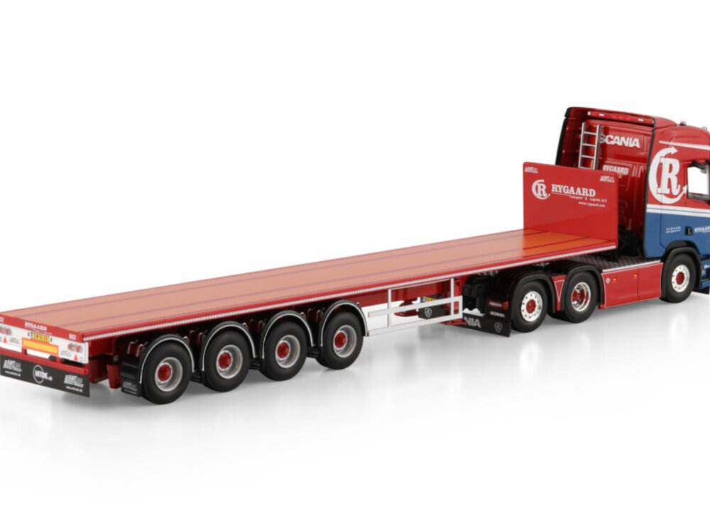 WSI WSI Scania R Highline 6x2 with 4-axle flatbed trailer RYGAARD