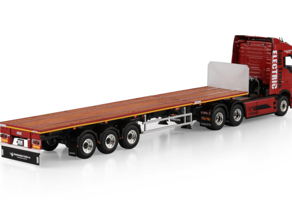 WSI WSI Volvo FH5 Globetrotter electric 6x2 with 3-axle flatbed trailer LOGI TRANS