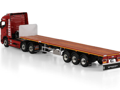 WSI WSI Volvo FH5 Globetrotter electric 6x2 with 3-axle flatbed trailer LOGI TRANS