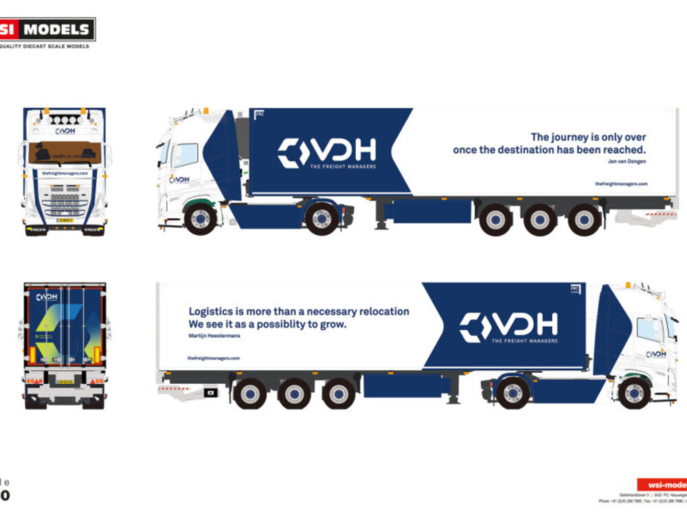 WSI WSI Volvo FH5 Globetrotter XL 4x2 met 3-assige koeloplegger VDH