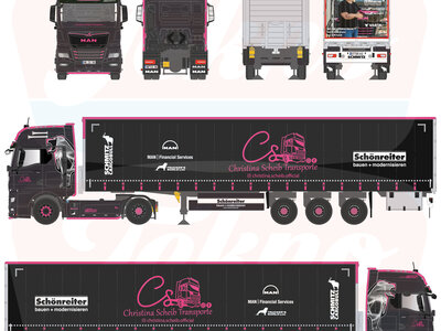 Tekno Tekno MAN TGX GX met 3-assige schuifzeilen oplegger CHRISTINA SCHEIB