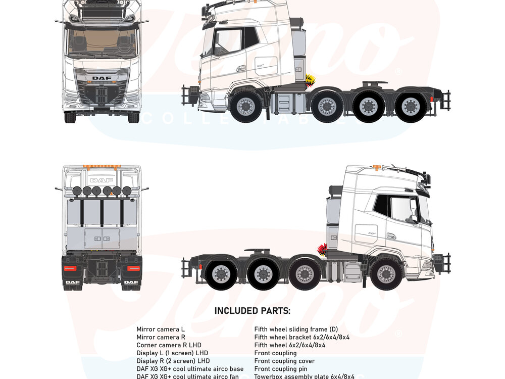 Tekno Tekno DAF XG+ 8x4 tractor / Building kit  (EK)