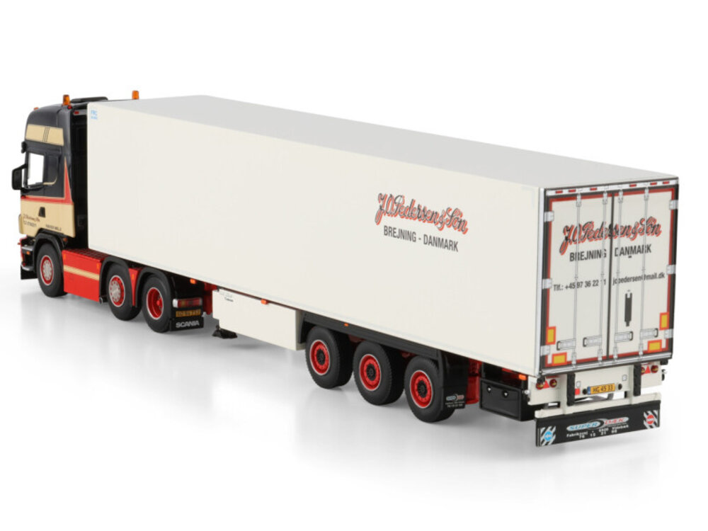 WSI WSI Scania 4-serie topline 6x2 met 3-assige twin steer koeloplegger J.O. PEDERSEN