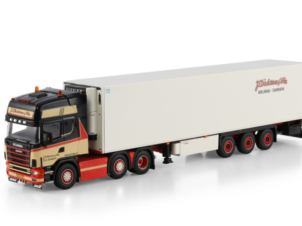 WSI WSI Scania 4-serie topline 6x2 with 3-axle twin steer reefer trailer J.O. PEDERSEN