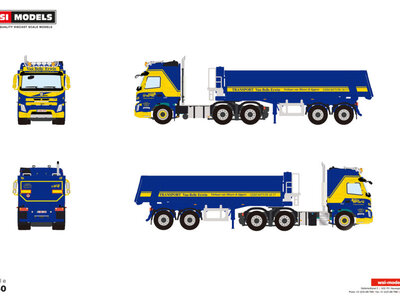 WSI WSI Volvo FMX Globetrotter 6x4 met 2-as tipper oplegger VAN BELLE TRANSPORT