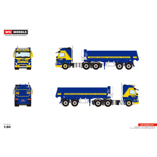 WSI WSI Volvo FMX Globetrotter 6x4 met 2-as tipper oplegger VAN BELLE TRANSPORT
