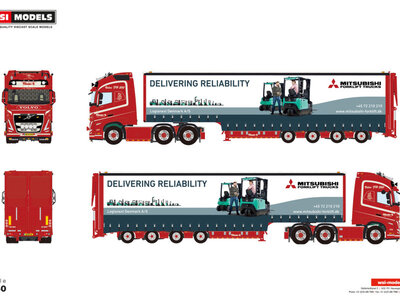 WSI WSI Volvo FH5 Globetrotter XL 6x2 twin steer  with 4-axle curtainside trailer + ramps KLOSTER A/S