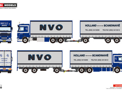 WSI WSI DAF 95XF space cab 6x2 motorwagen  met 3-assige schuifzeilen trailer STERENBORG