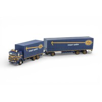 Tekno Scania 141 motorwagen met 2-assige Zweedse (resin) trailer - Verpakt in luxe ASG giftbox ASG - SIGURDSSON