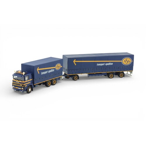 Tekno Tekno Scania 141 riged truck wit 2-axle Swedish (resin) trailer - Packed in luxury ASG giftbox ASG - SIGURDSSON
